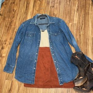 VTG  denim jean button down long sleeve shirt size L 12 14